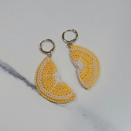 🍋Crochet Citrus Slice Earrings (Lemon, Lime, Orange)