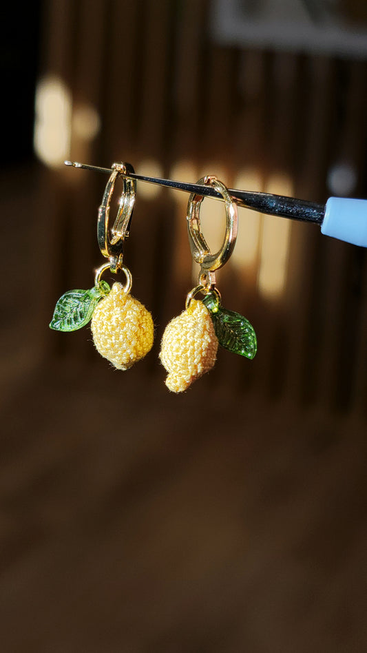 🍋 Micro Crochet Lemon Earrings