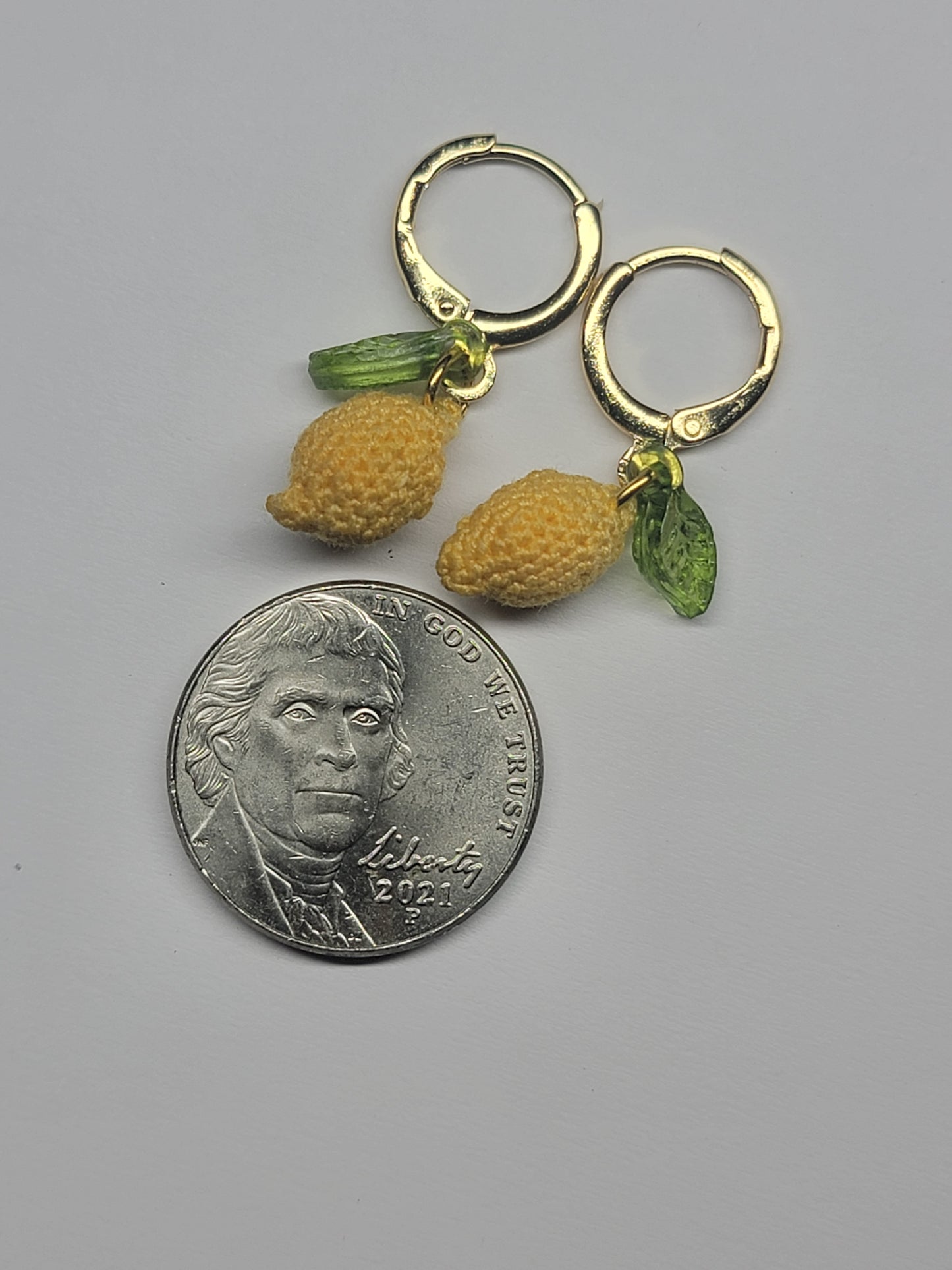 🍋 Micro Crochet Lemon Earrings