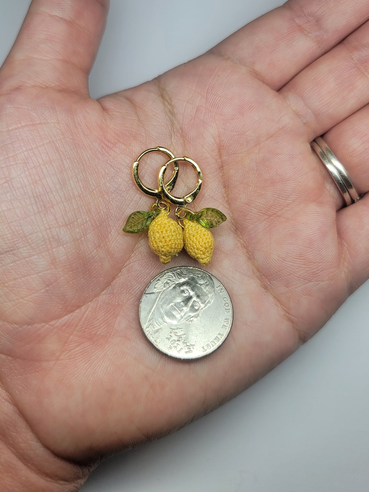 🍋 Micro Crochet Lemon Earrings