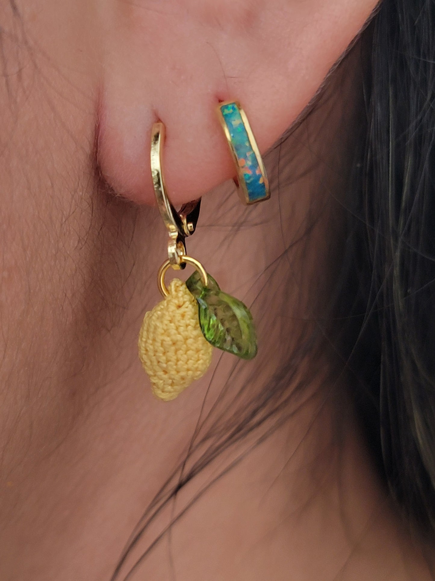 🍋 Micro Crochet Lemon Earrings